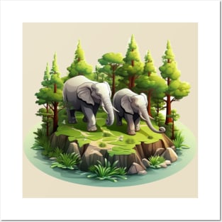 Elephants Graphic Illustration Posters and Art